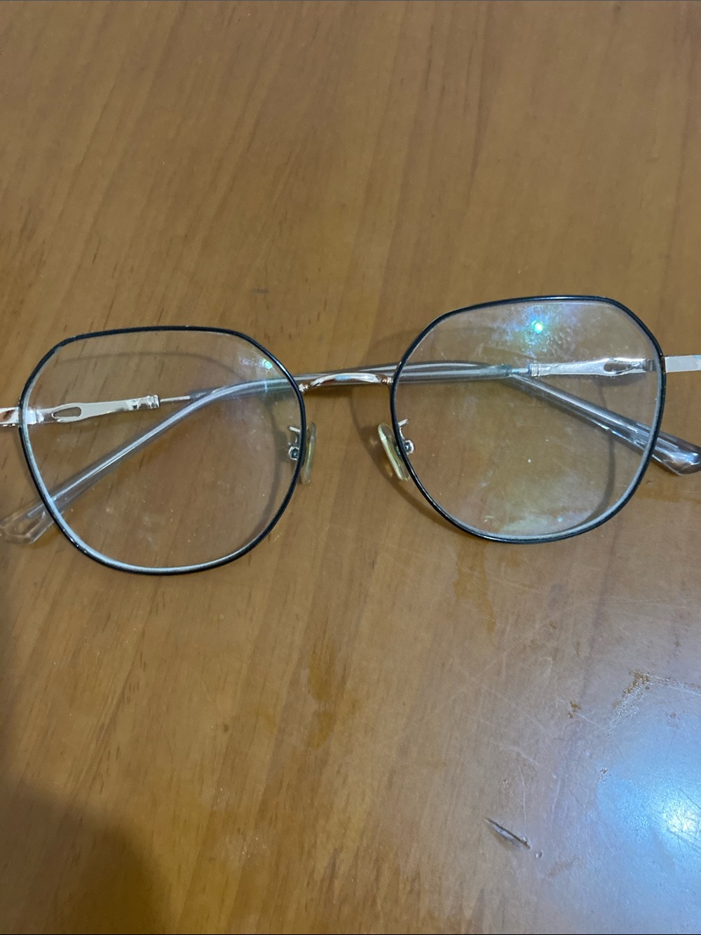 Zara Thin Gold Metal Frame Glasses with Black Rim